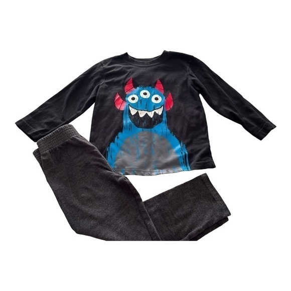 Garanimals set of two Cookie Monster top/pull up leggings black/gray Boy 3T - Picture 2 of 12